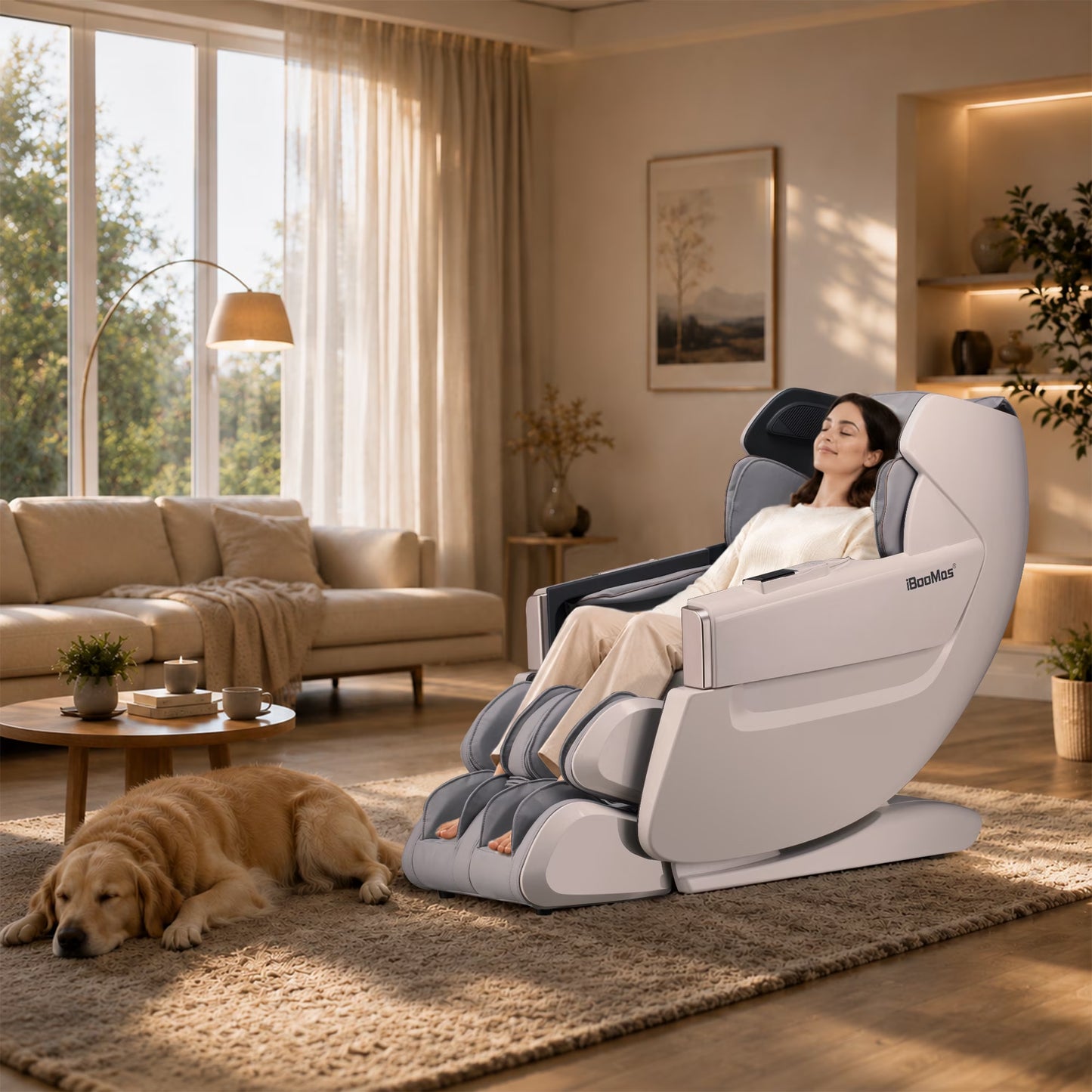 4D Full Body Massage Chair Zero Gravity Shiatsu Recliner,Sl Track Massage Chair with Heating,Leg Auto Extension,Bluetooth,Ai Voice and APP Controller,White
