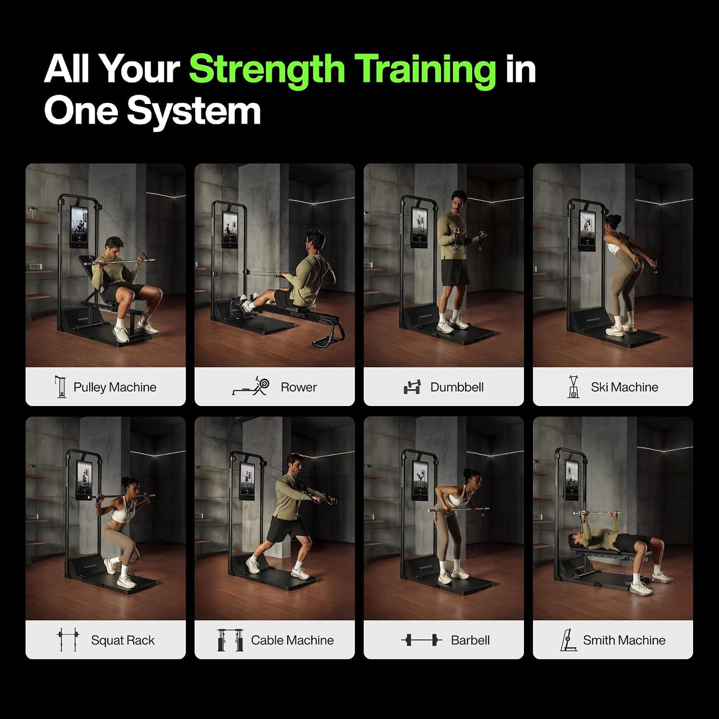 Smart Home Gym, Multi-Functional Gym Machine for Full Body Strength Training, All-In-One Gym Equipment, Digital Weight System, Workout Station, Squat Rack, Gym Monster 2