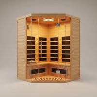 Infrared Sauna Designed for Home Wellness, 2-Person Corner, Canadian Hemlock, 7 Heating Panels, App Control