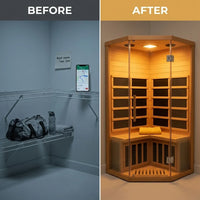 Infrared Sauna Designed for Home Wellness, 2-Person Corner, Canadian Hemlock, 7 Heating Panels, App Control — product view 4