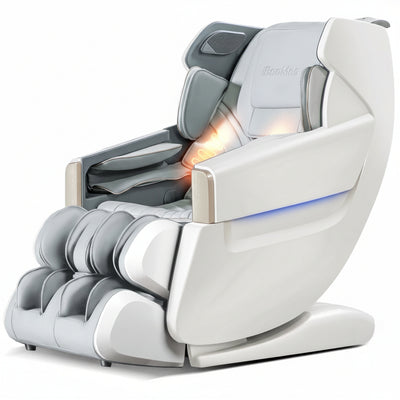 4D Full Body Massage Chair Zero Gravity Shiatsu Recliner,Sl Track Massage Chair with Heating,Leg Auto Extension,Bluetooth,Ai Voice and APP Controller,White