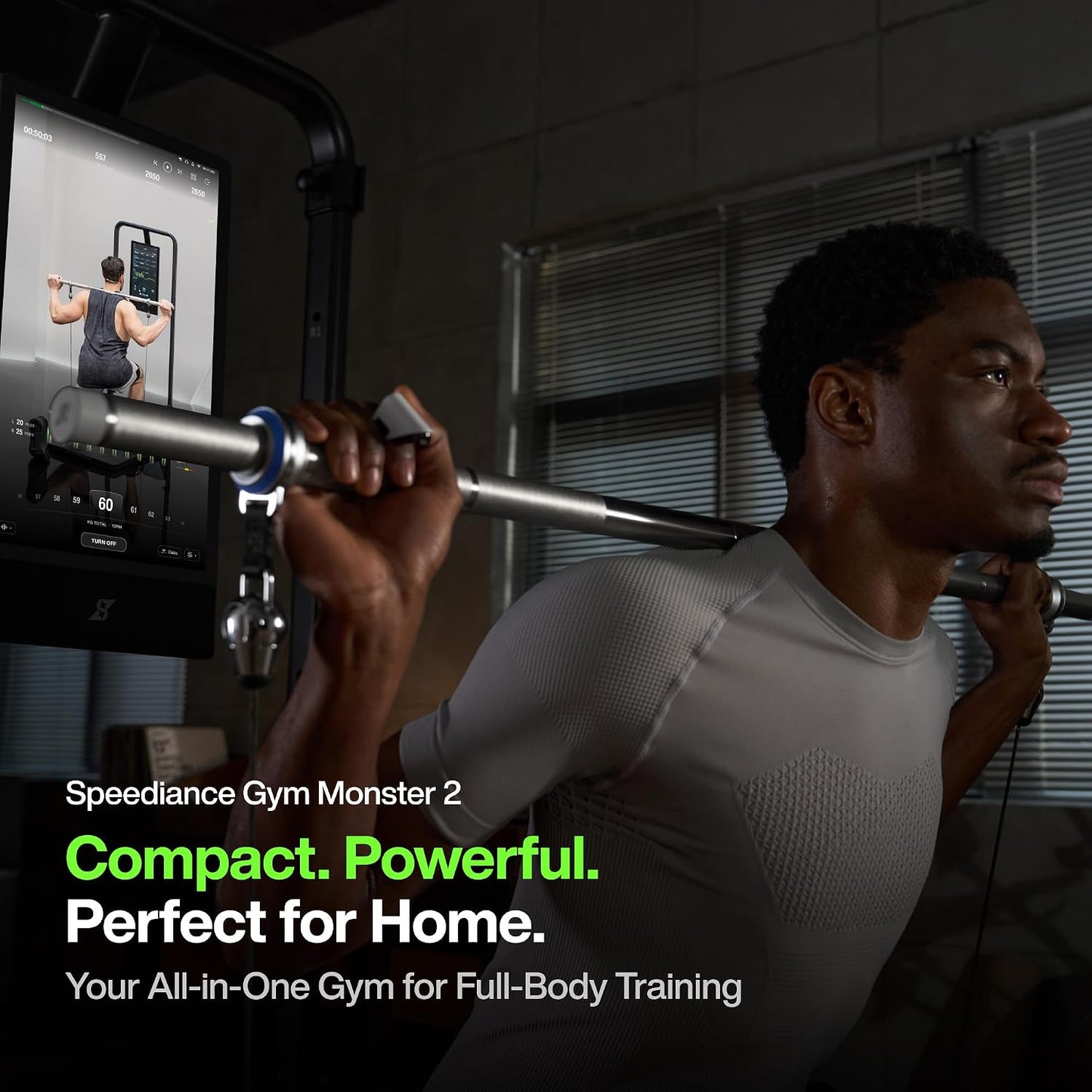 Smart Home Gym, Multi-Functional Gym Machine for Full Body Strength Training, All-In-One Gym Equipment, Digital Weight System, Workout Station, Squat Rack, Gym Monster 2