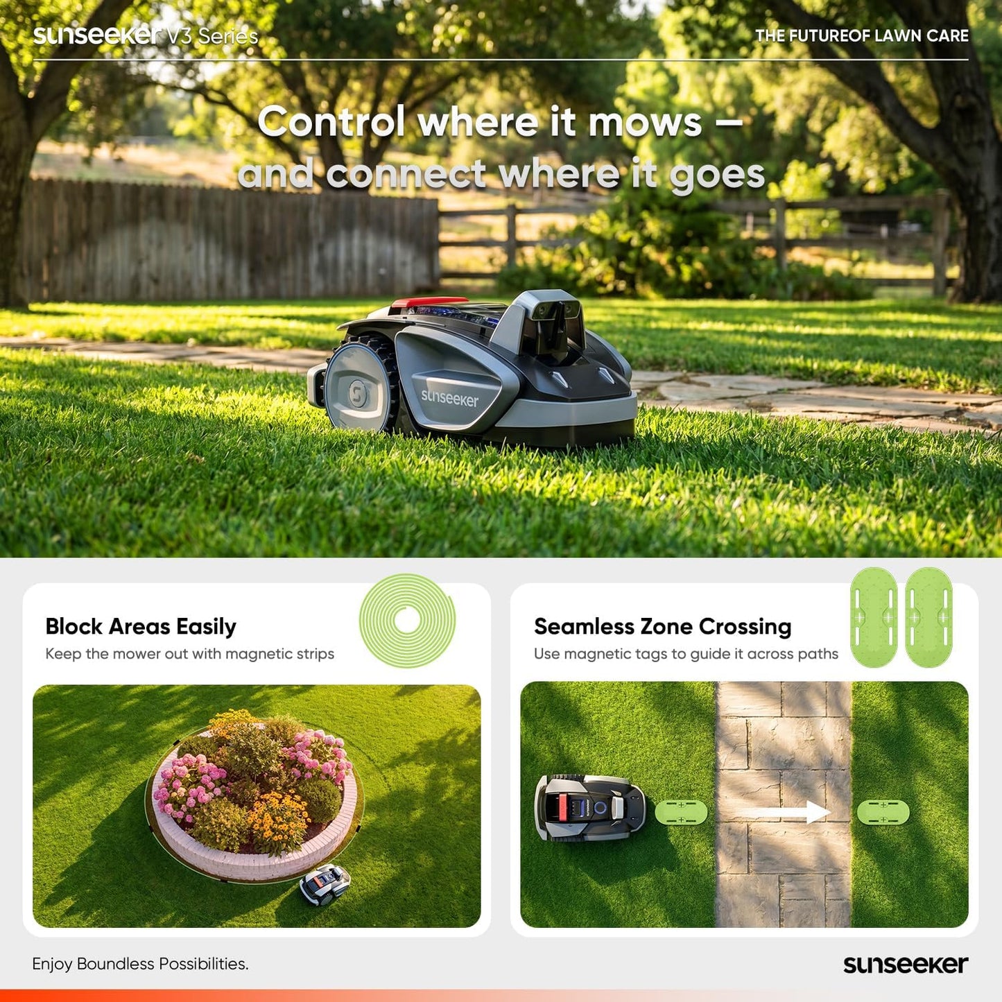 V3 Robot Lawn Mower, Vision AI, 0.15 Acre, Wire-Free