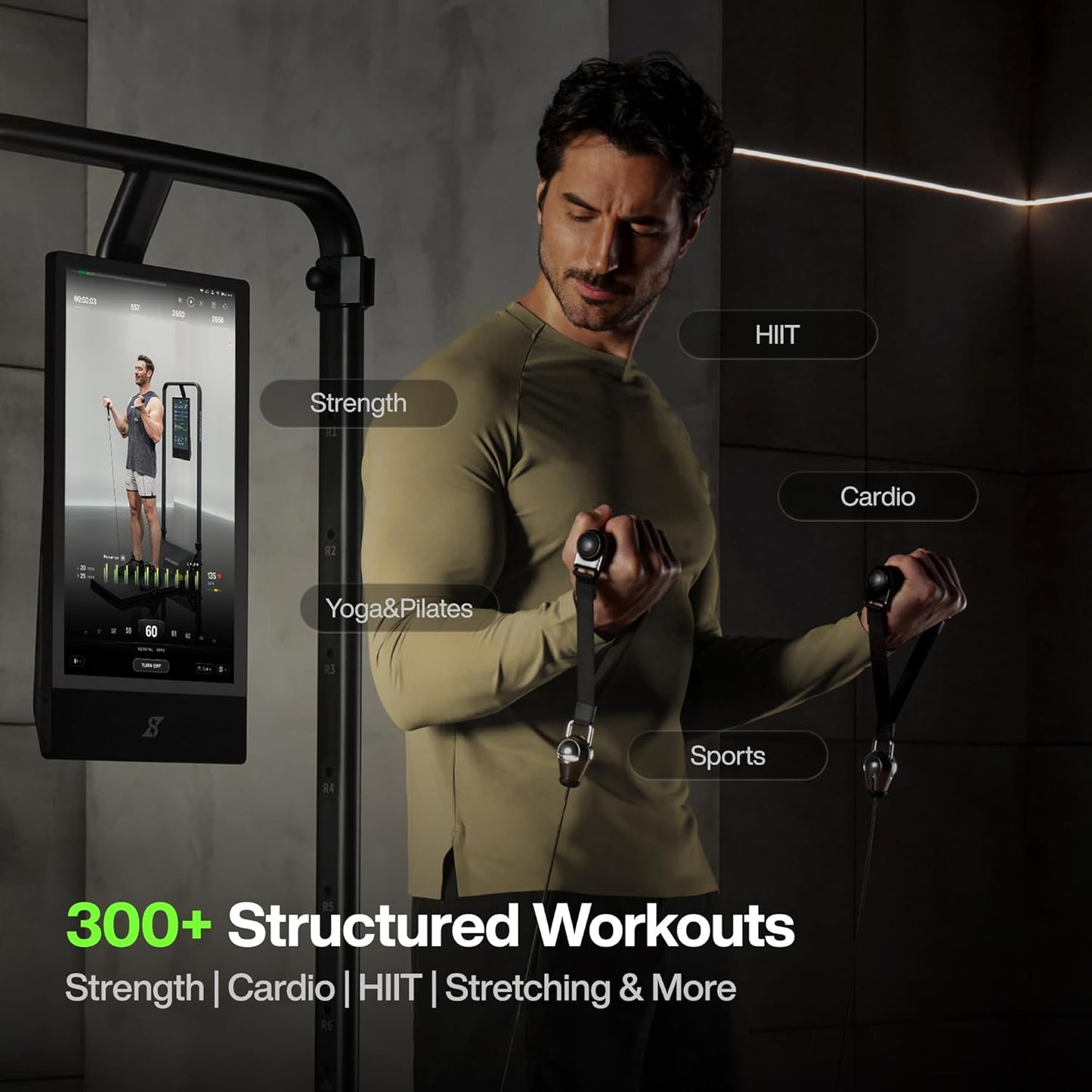 Smart Home Gym, Multi-Functional Gym Machine for Full Body Strength Training, All-In-One Gym Equipment, Digital Weight System, Workout Station, Squat Rack, Gym Monster 2