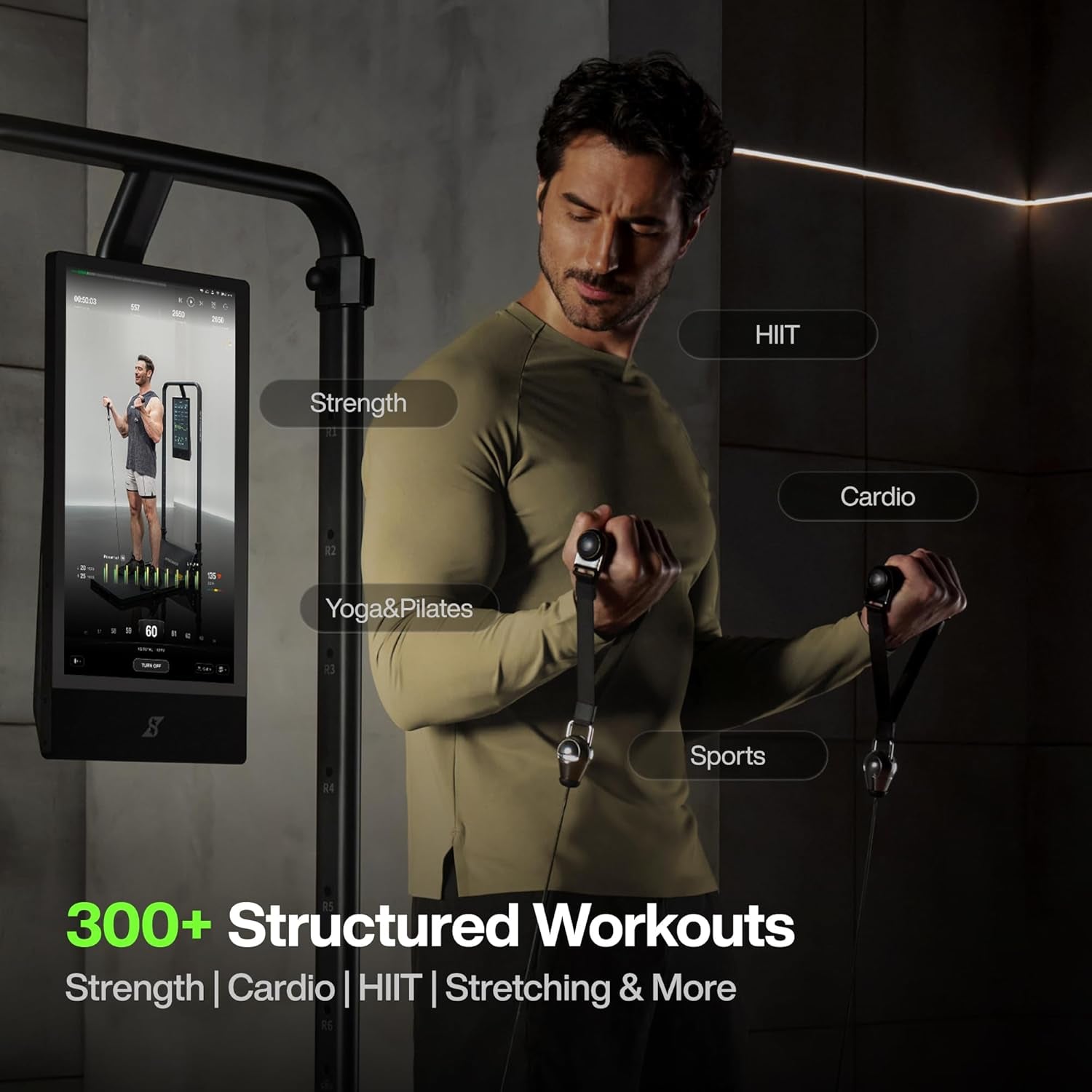 Smart Home Gym, Multi-Functional Gym Machine for Full Body Strength Training, All-In-One Gym Equipment, Digital Weight System, Workout Station, Squat Rack, Gym Monster 2